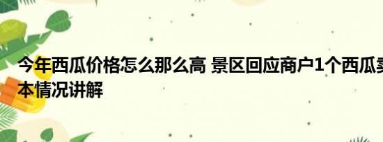 今年西瓜价格怎么那么高 景区回应商户1个西瓜卖230元 基本情况讲解