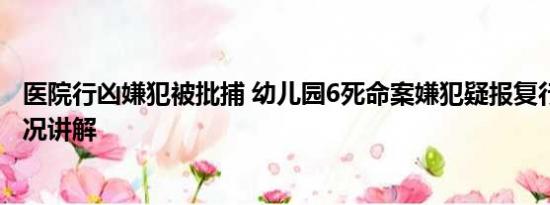 医院行凶嫌犯被批捕 幼儿园6死命案嫌犯疑报复行凶 基本情况讲解