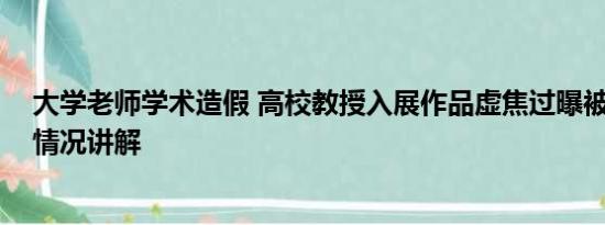 大学老师学术造假 高校教授入展作品虚焦过曝被质疑 基本情况讲解