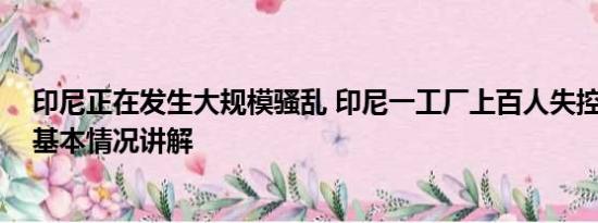 印尼正在发生大规模骚乱 印尼一工厂上百人失控狂哭抽搐 基本情况讲解