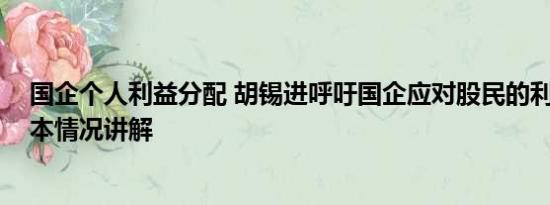 国企个人利益分配 胡锡进呼吁国企应对股民的利益负责 基本情况讲解