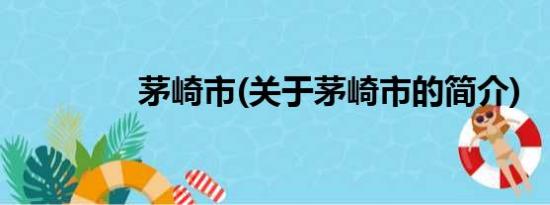 茅崎市(关于茅崎市的简介)