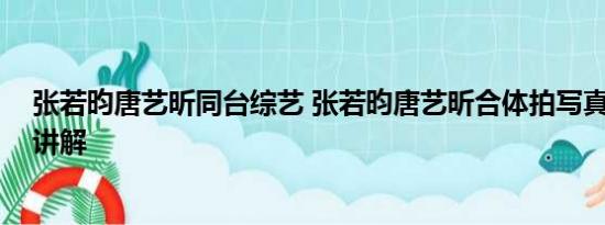 张若昀唐艺昕同台综艺 张若昀唐艺昕合体拍写真 基本情况讲解