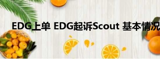 EDG上单 EDG起诉Scout 基本情况讲解