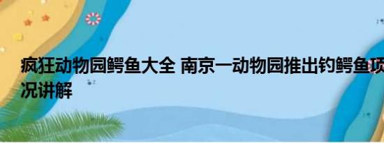 疯狂动物园鳄鱼大全 南京一动物园推出钓鳄鱼项目 基本情况讲解