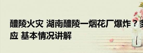 醴陵火灾 湖南醴陵一烟花厂爆炸？多部门回应 基本情况讲解