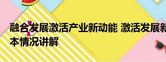 融合发展激活产业新动能 激活发展新动能 基本情况讲解