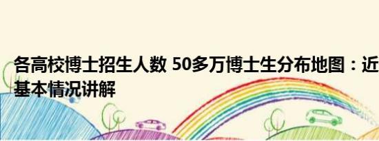 各高校博士招生人数 50多万博士生分布地图：近8成在省会 基本情况讲解