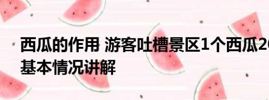 西瓜的作用 游客吐槽景区1个西瓜200多元 基本情况讲解