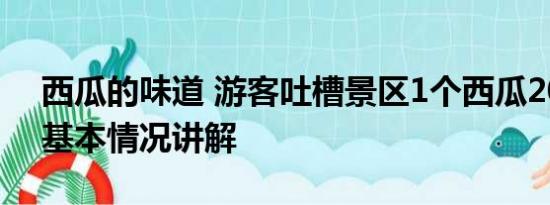 西瓜的味道 游客吐槽景区1个西瓜200多元 基本情况讲解