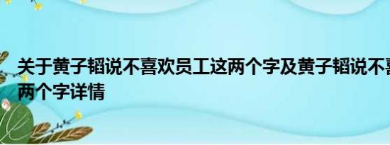 关于黄子韬说不喜欢员工这两个字及黄子韬说不喜欢员工这两个字详情