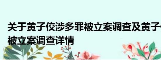 关于黄子佼涉多罪被立案调查及黄子佼涉多罪被立案调查详情