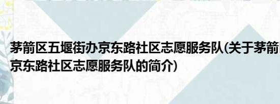 茅箭区五堰街办京东路社区志愿服务队(关于茅箭区五堰街办京东路社区志愿服务队的简介)