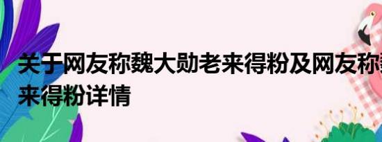 关于网友称魏大勋老来得粉及网友称魏大勋老来得粉详情