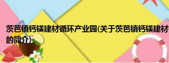 茨芭镇钙镁建材循环产业园(关于茨芭镇钙镁建材循环产业园的简介)