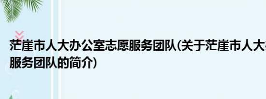 茫崖市人大办公室志愿服务团队(关于茫崖市人大办公室志愿服务团队的简介)