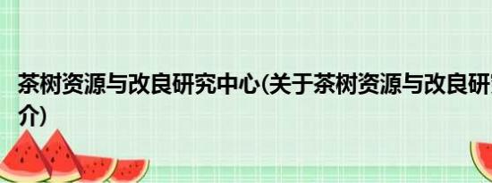 茶树资源与改良研究中心(关于茶树资源与改良研究中心的简介)