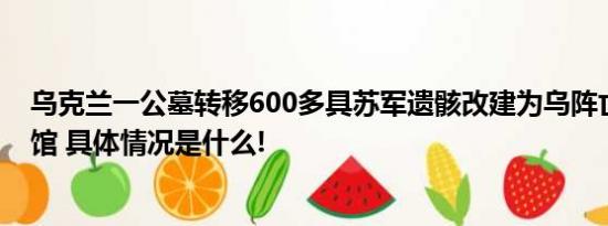 乌克兰一公墓转移600多具苏军遗骸改建为乌阵亡士兵纪念馆 具体情况是什么!