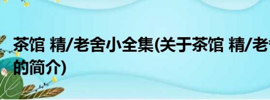 茶馆 精/老舍小全集(关于茶馆 精/老舍小全集的简介)