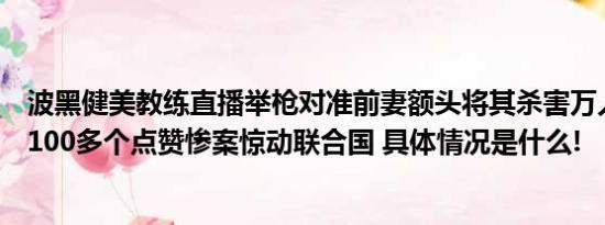 波黑健美教练直播举枪对准前妻额头将其杀害万人观看还有100多个点赞惨案惊动联合国 具体情况是什么!