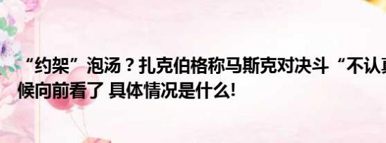 “约架”泡汤？扎克伯格称马斯克对决斗“不认真”：是时候向前看了 具体情况是什么!