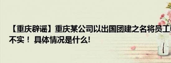 【重庆辟谣】重庆某公司以出国团建之名将员工骗至缅北？不实！ 具体情况是什么!