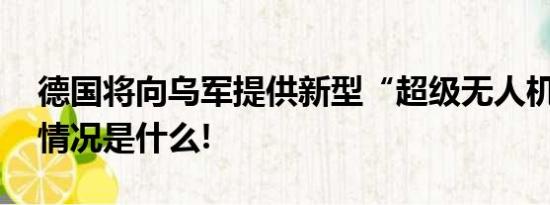 德国将向乌军提供新型“超级无人机” 具体情况是什么!