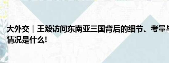 大外交｜王毅访问东南亚三国背后的细节、考量与信号 具体情况是什么!