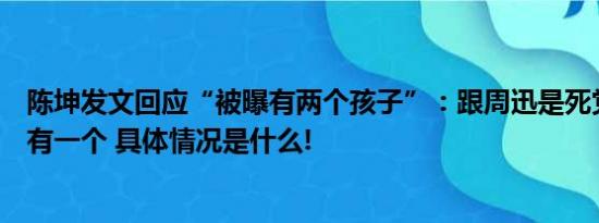 陈坤发文回应“被曝有两个孩子”：跟周迅是死党儿子我只有一个 具体情况是什么!