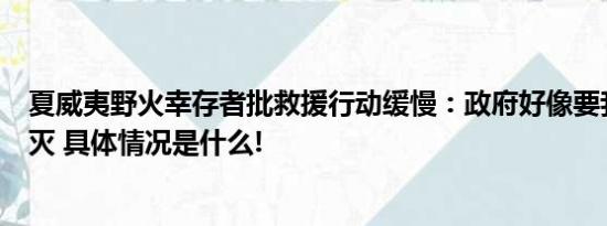 夏威夷野火幸存者批救援行动缓慢：政府好像要我们自生自灭 具体情况是什么!