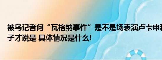 被乌记者问“瓦格纳事件”是不是场表演卢卡申科：只有疯子才说是 具体情况是什么!