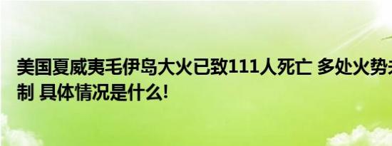 美国夏威夷毛伊岛大火已致111人死亡 多处火势未完全被控制 具体情况是什么!