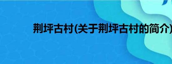 荆坪古村(关于荆坪古村的简介)