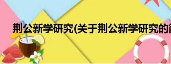 荆公新学研究(关于荆公新学研究的简介)