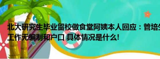 北大研究生毕业留校做食堂阿姨本人回应：管培生轮岗体验工作无编制和户口 具体情况是什么!