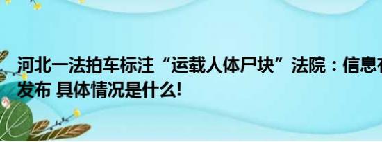 河北一法拍车标注“运载人体尸块”法院：信息有误将重新发布 具体情况是什么!