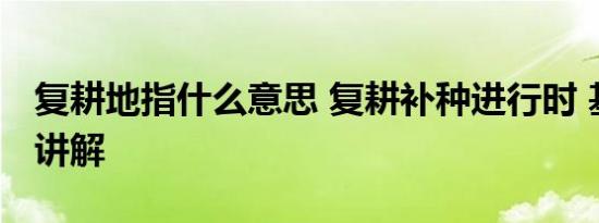 复耕地指什么意思 复耕补种进行时 基本情况讲解