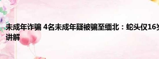 未成年诈骗 4名未成年疑被骗至缅北：蛇头仅16岁 基本情况讲解