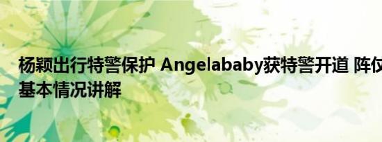 杨颖出行特警保护 Angelababy获特警开道 阵仗大引争议 基本情况讲解