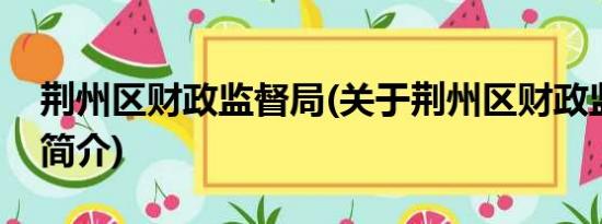 荆州区财政监督局(关于荆州区财政监督局的简介)