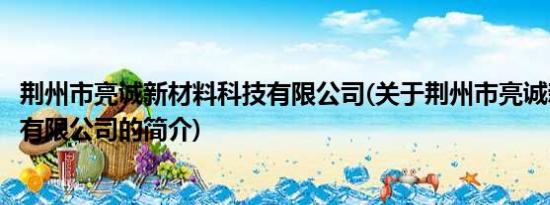 荆州市亮诚新材料科技有限公司(关于荆州市亮诚新材料科技有限公司的简介)