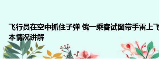 飞行员在空中抓住子弹 俄一乘客试图带手雷上飞机被捕 基本情况讲解