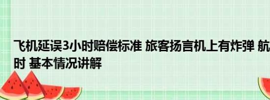 飞机延误3小时赔偿标准 旅客扬言机上有炸弹 航班延误3小时 基本情况讲解