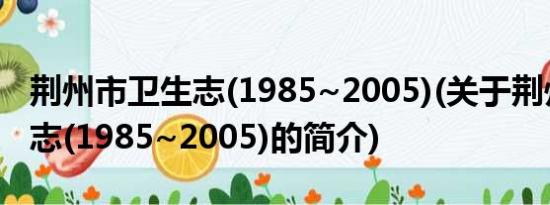 荆州市卫生志(1985~2005)(关于荆州市卫生志(1985~2005)的简介)