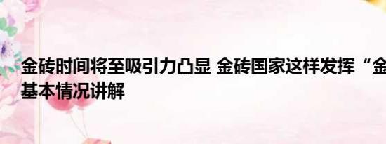 金砖时间将至吸引力凸显 金砖国家这样发挥“金砖力量” 基本情况讲解