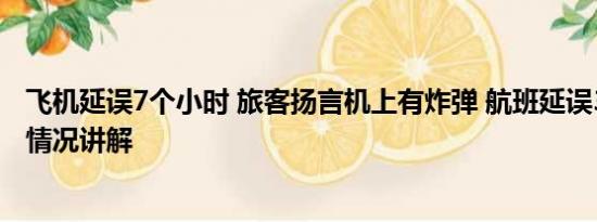 飞机延误7个小时 旅客扬言机上有炸弹 航班延误3小时 基本情况讲解