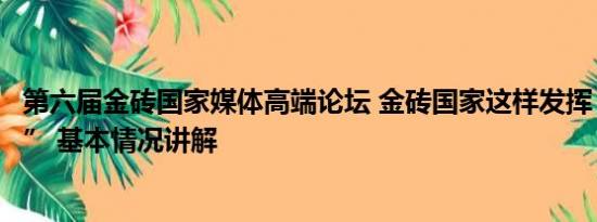 第六届金砖国家媒体高端论坛 金砖国家这样发挥“金砖力量” 基本情况讲解