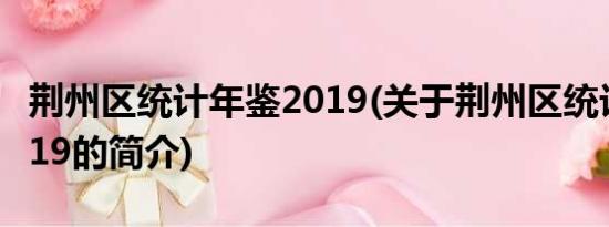 荆州区统计年鉴2019(关于荆州区统计年鉴2019的简介)