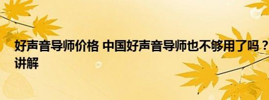 好声音导师价格 中国好声音导师也不够用了吗？ 基本情况讲解