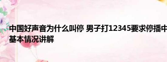 中国好声音为什么叫停 男子打12345要求停播中国好声音 基本情况讲解